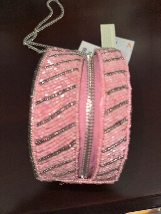 Maryland Crab Round Pink Beaded Crossbody Bag - Picture 2 of 4